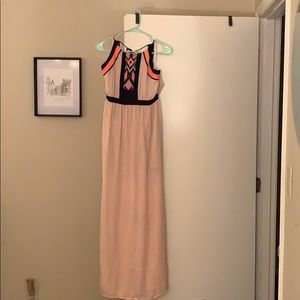 Boho pale pink dress with short inner liner